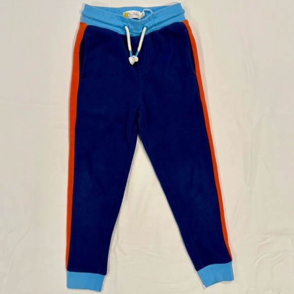 New Mini Boden Fleece Joggers Boys 5Y Blue Orange Stripe Back to School Fall - Picture 1 of 5